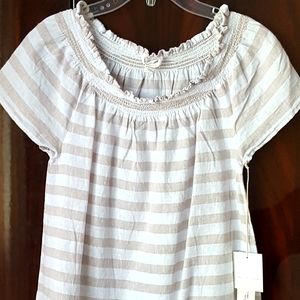 Beach lunch lounge Linen Blend Striped Top